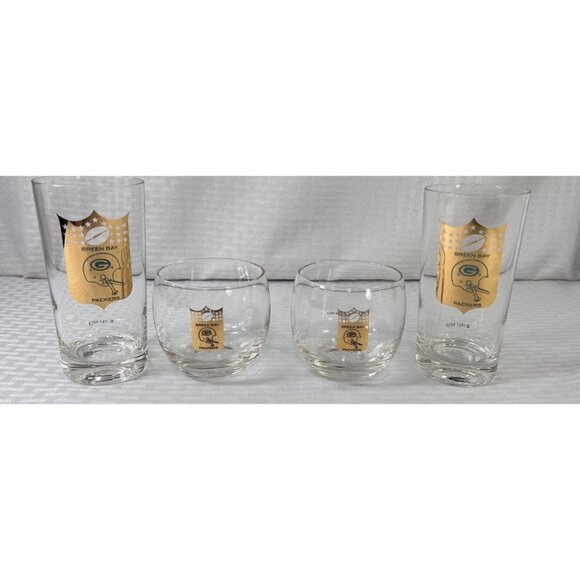 Green Bay Packers NFLP Vintage Glasses  (4)-2 1967 High Balls & 2 1968 Roly Poly - Picture 2 of 16